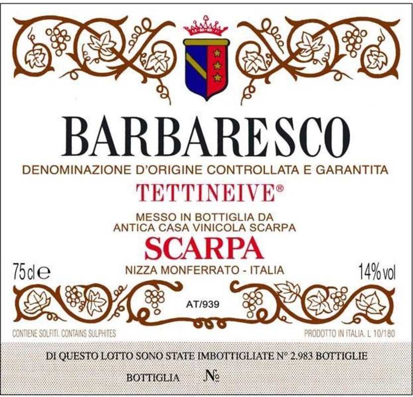 Scarpa Tettineive Barbaresco 2007 Front Label