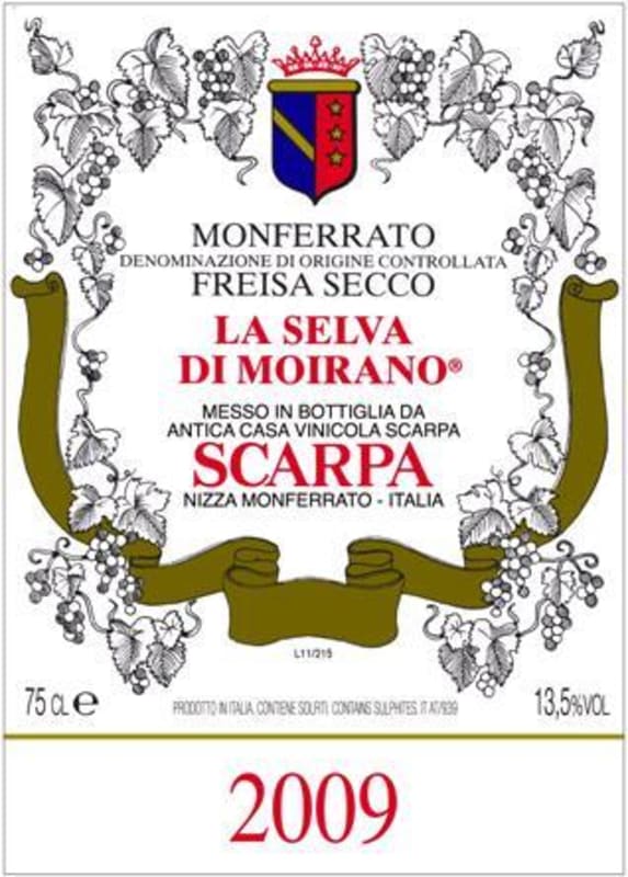 Scarpa La Selva di Moirano 2009 Front Label