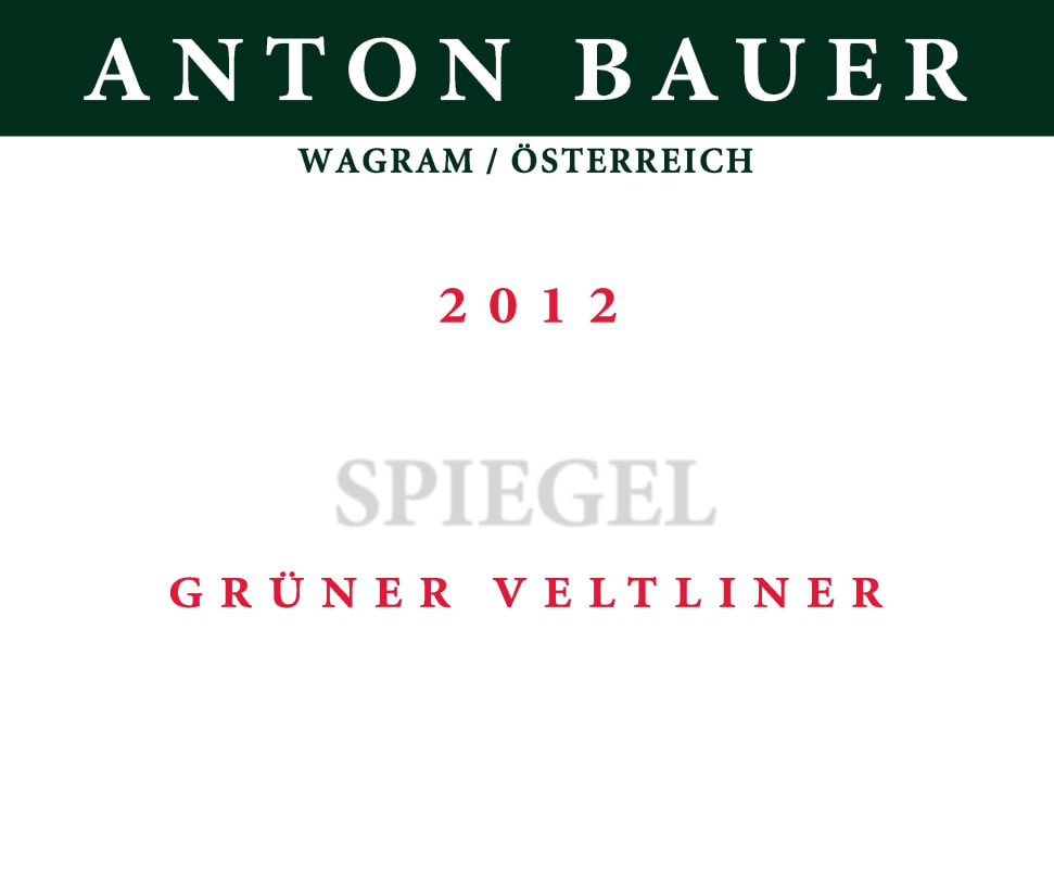 Anton Bauer Spiegel Gruner Veltliner 2012 Front Label