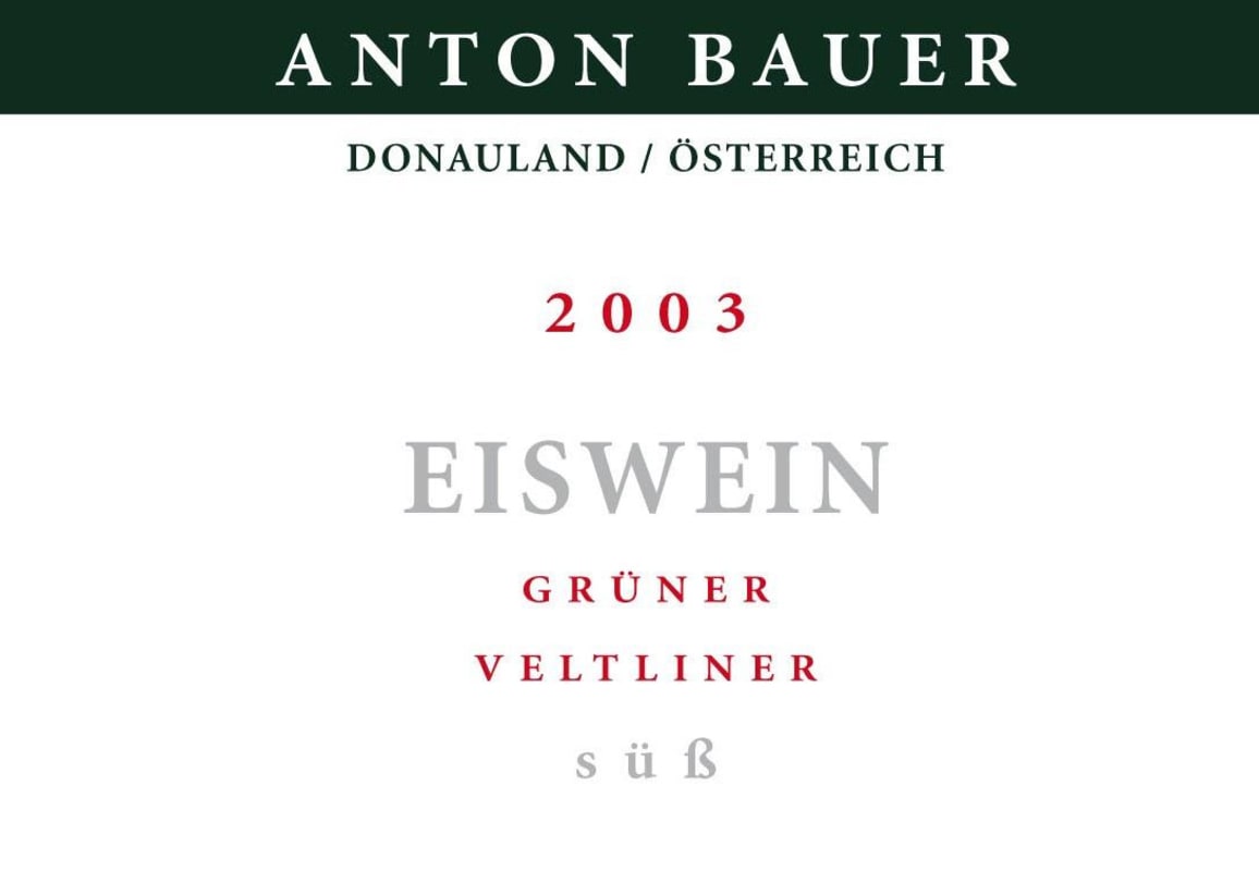 Anton Bauer Eiswein Gruner Veltliner 2003 Front Label