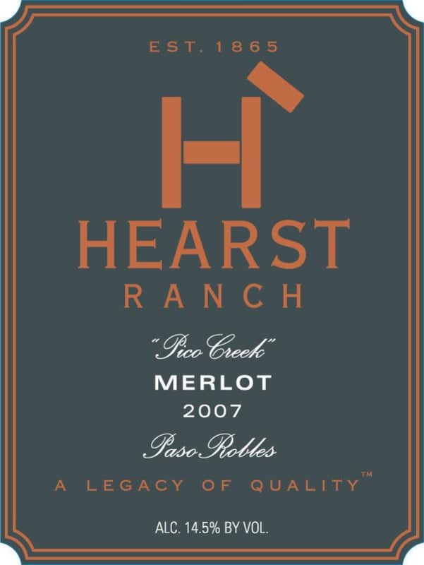 Hearst Ranch Pico Creek Merlot 2007 Front Label