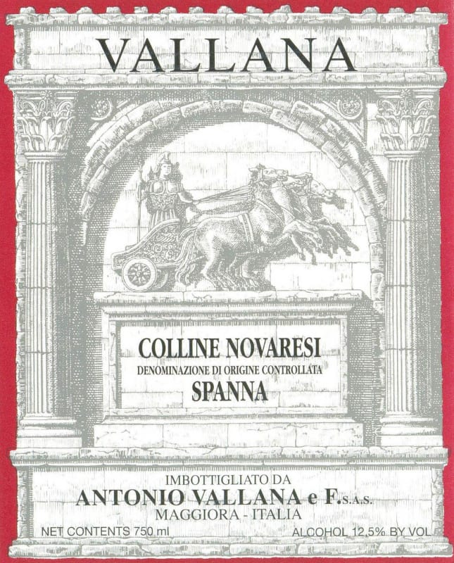 Vallana Colline Novaresi Spanna 2010 Front Label