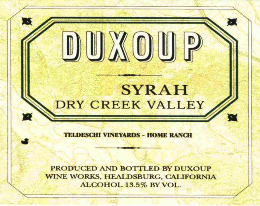 Duxoup Teldeschi Vineyards Home Ranch Syrah 2007 Front Label