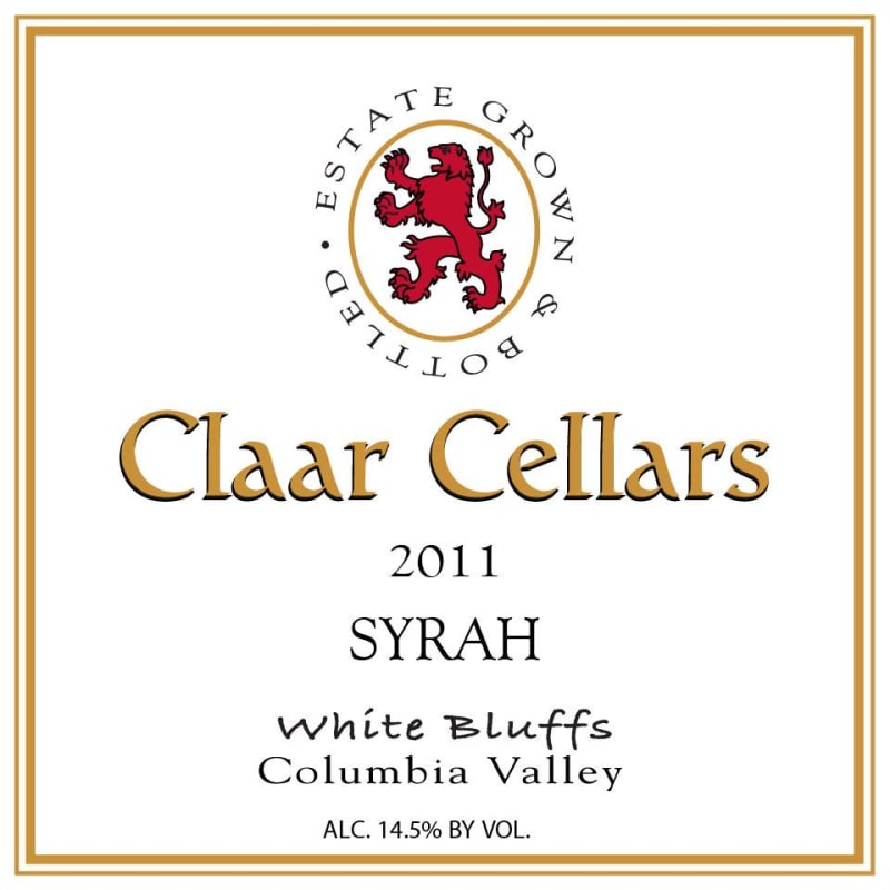Claar Cellars White Bluffs Vineyard Syrah 2011 Front Label