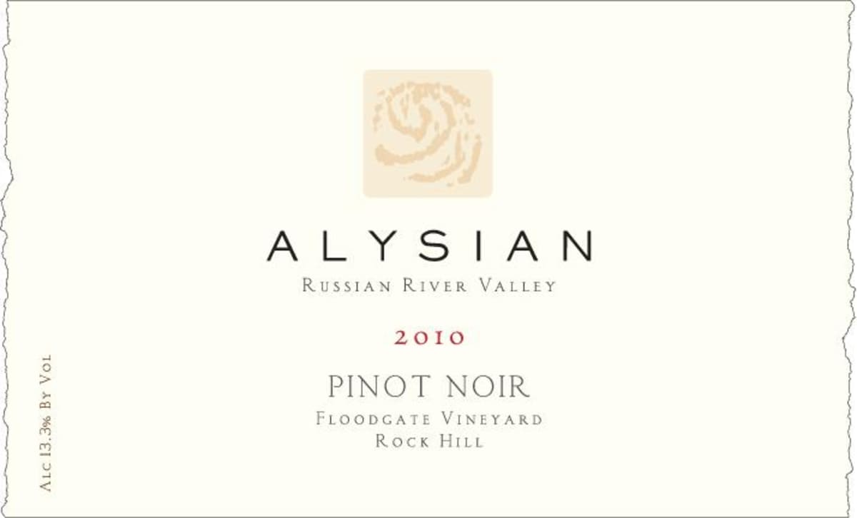 Alysian Floodgate Vineyard Rock Hill Pinot Noir 2010 Front Label