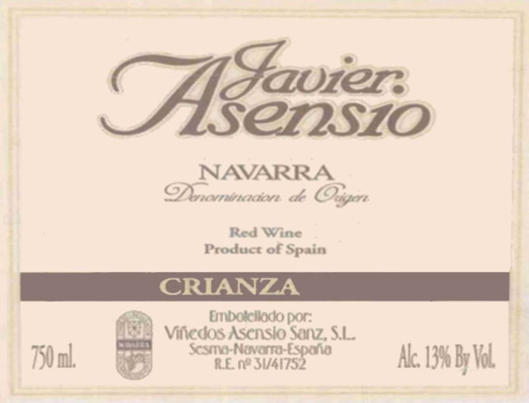 Javier Asensio Crianza 2001 Front Label