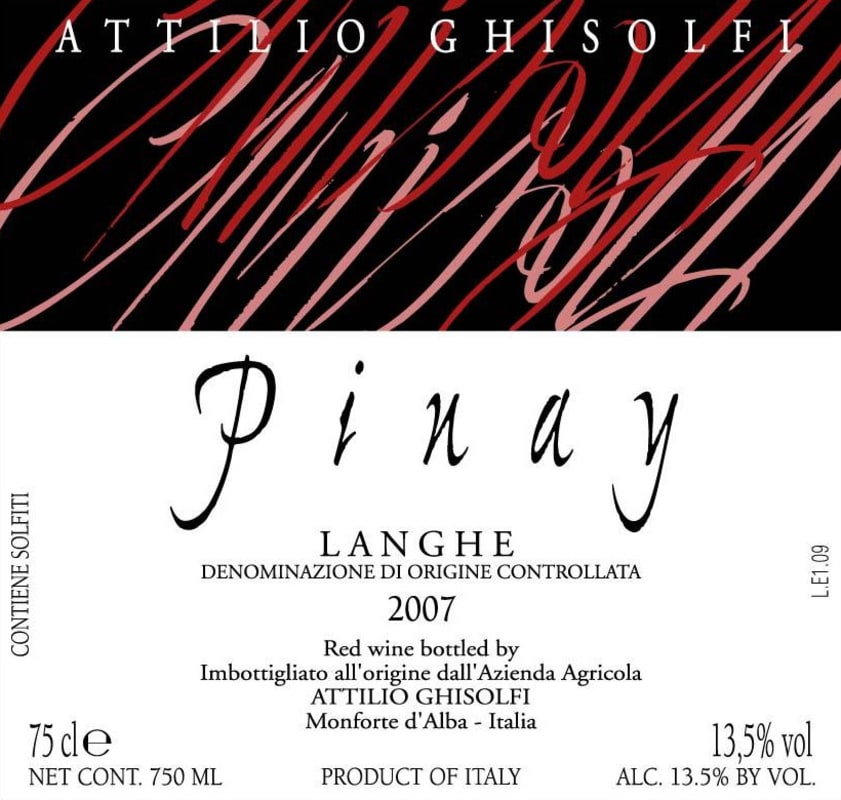 Attilio Ghisolfi Langhe Pinay 2007 Front Label
