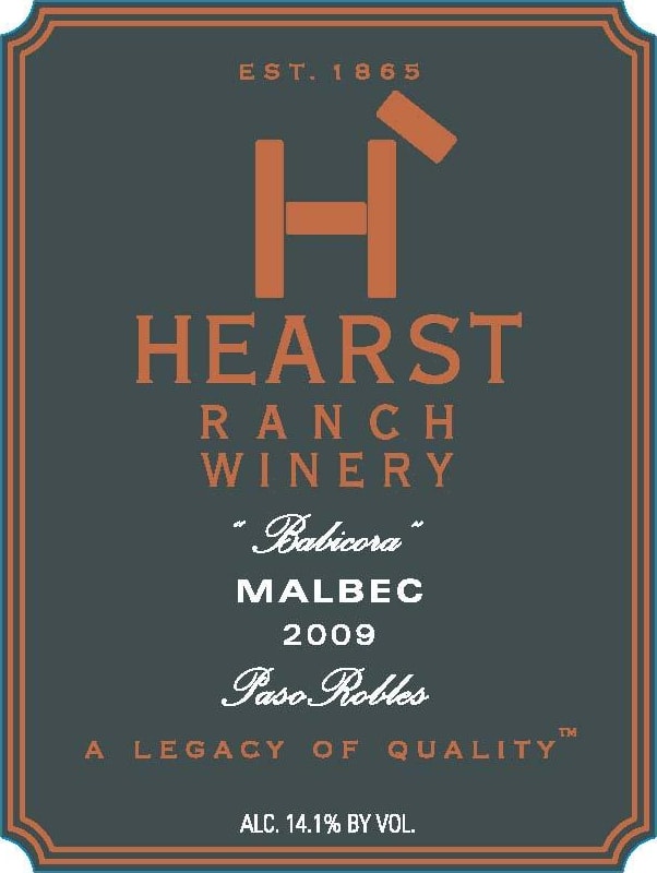 Hearst Ranch Babicora Malbec 2009 Front Label