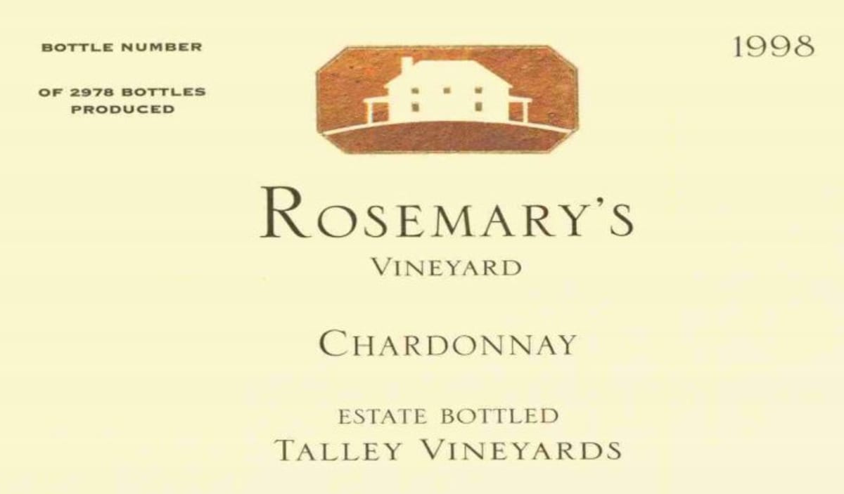 Talley Rosemary's Vineyard Chardonnay 1998 Front Label