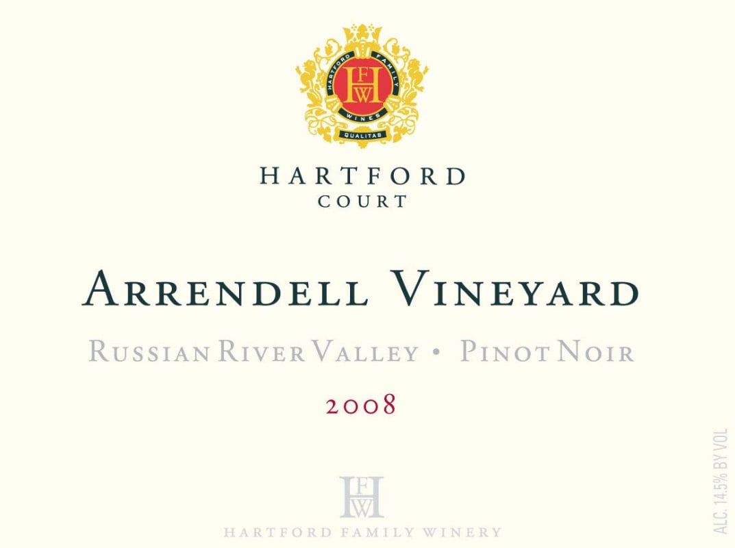 Hartford Russian River Valley Arrendell Vineyard Pinot Noir 2008 Front Label