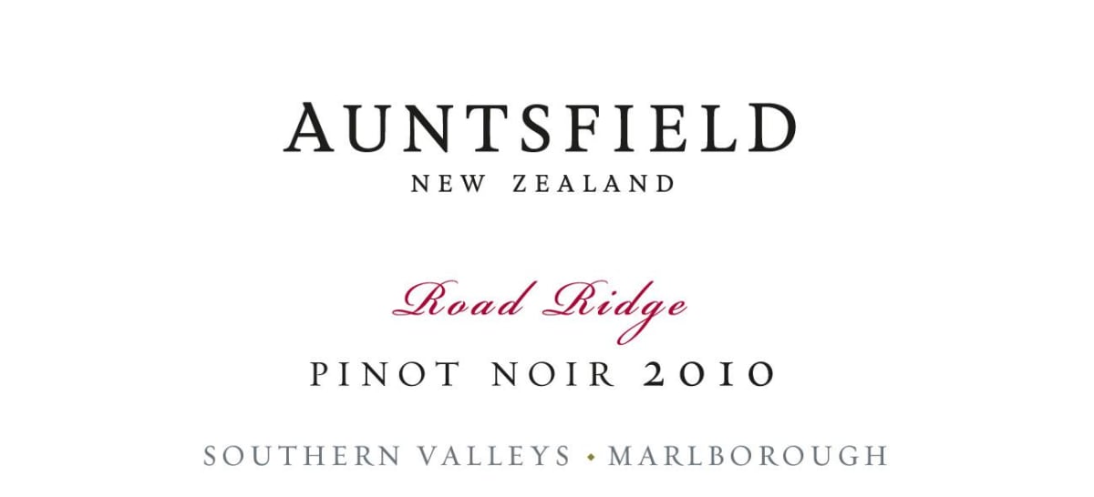 Auntsfield Estate Road Ridge Pinot Noir 2010 Front Label