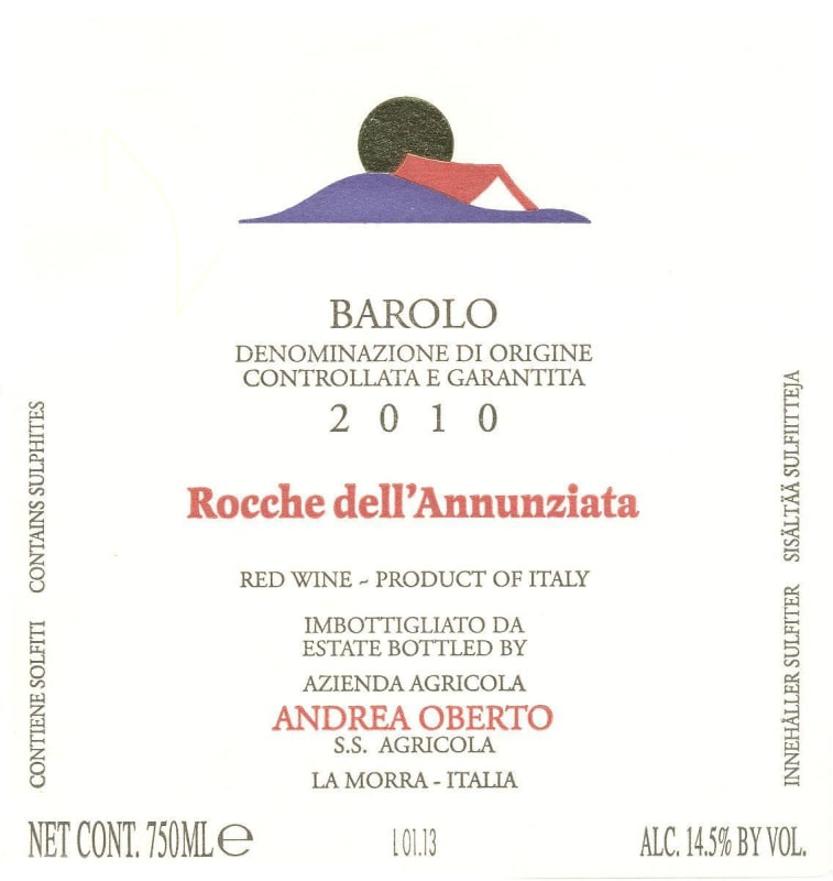 Andrea Oberto Barolo Rocche dell'Annunziata 2010 Front Label