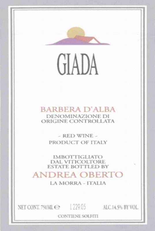 Andrea Oberto Barbera d'Alba Giada 2011 Front Label