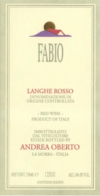 Andrea Oberto Fabio Langhe Rosso 2007 Front Label