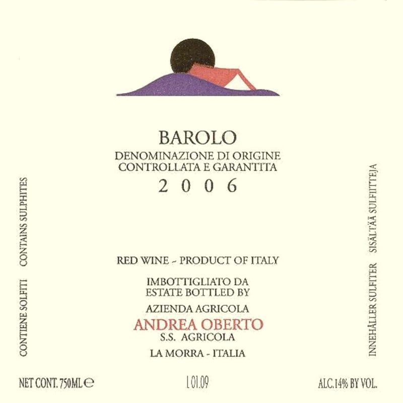 Andrea Oberto Barolo 2006 Front Label
