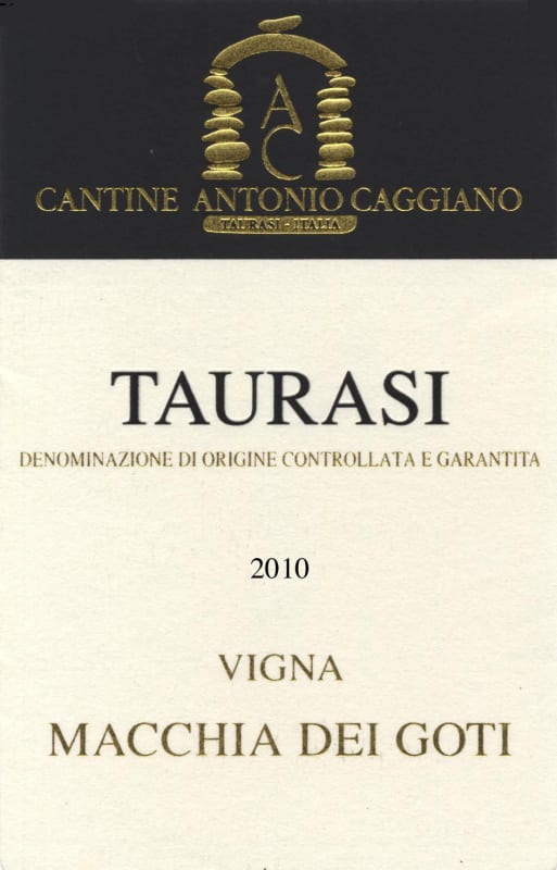 Cantine Caggiano Taurasi Macchia Dei Goti 2010 Front Label