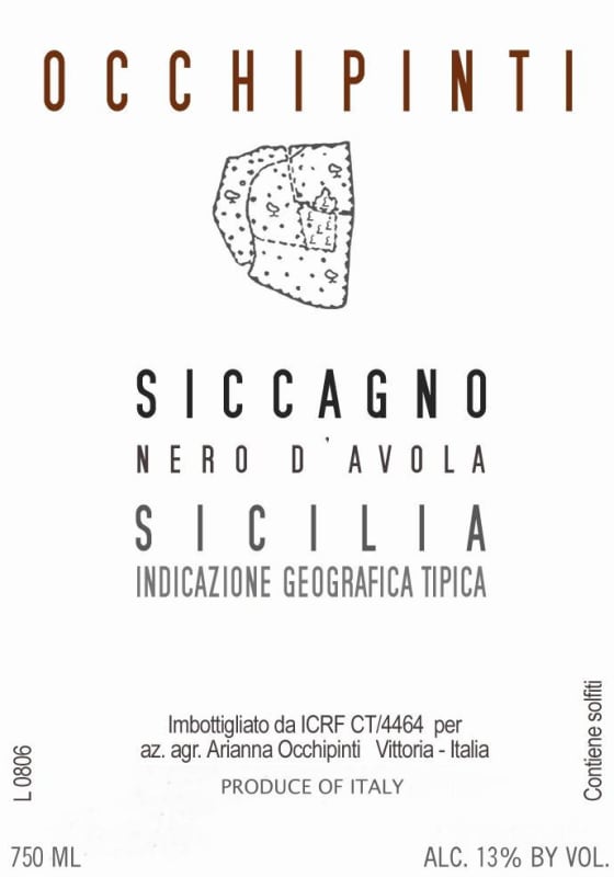 Arianna Occhipinti Siccagno Nero d'Avola 2011 Front Label