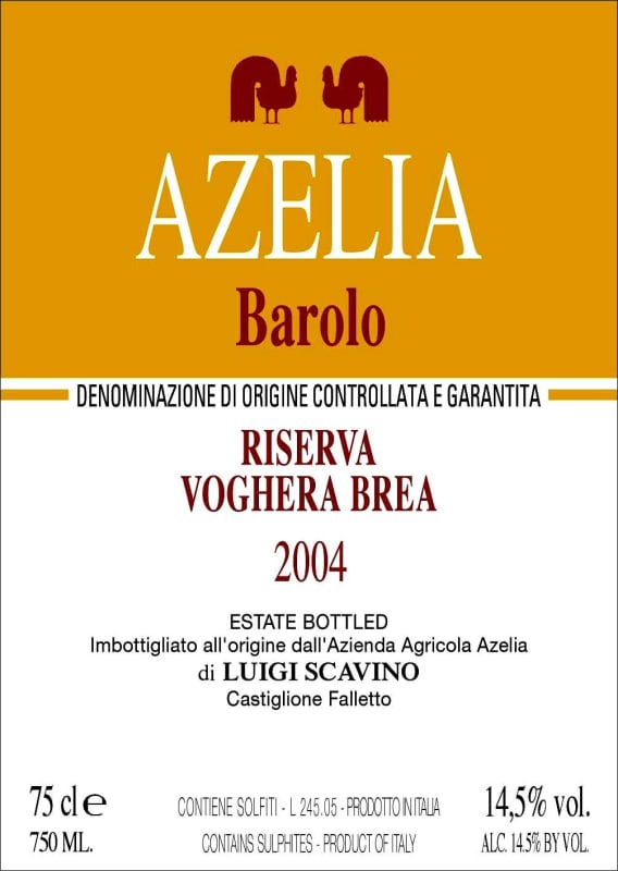 Azelia Barolo Voghera Brea Riserva 2004 Front Label