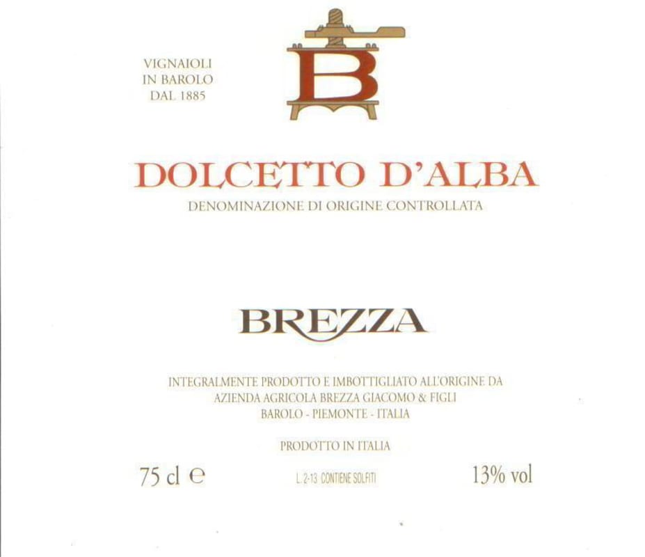Brezza Dolcetto d'Alba 2014 Front Label