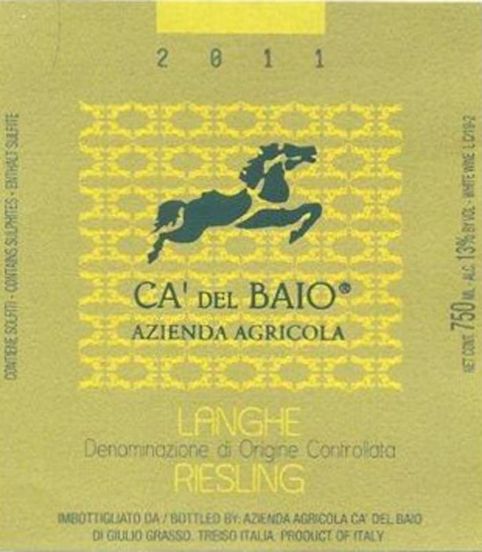 Ca' del Baio Riesling 2011 Front Label