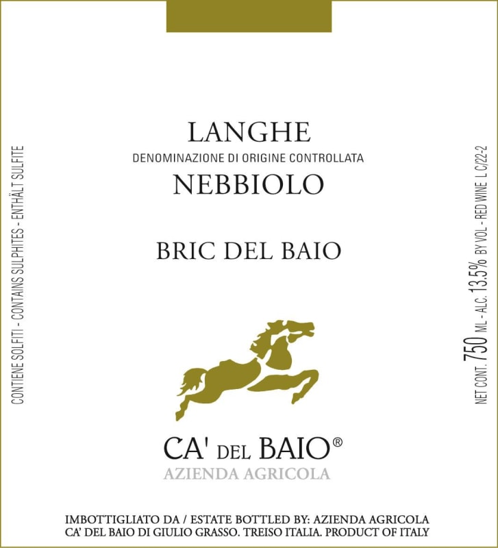 Ca' del Baio Bric del Baio Langhe Nebbiolo 2011 Front Label