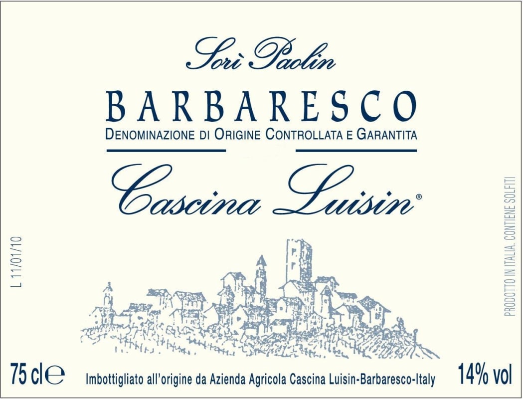 Cascina Luisin Barbaresco Paolin 2010 Front Label