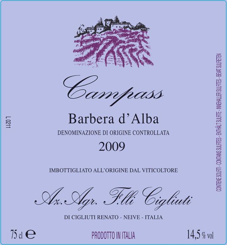 Cigliuti Campass Barbera d'Alba 2009 Front Label