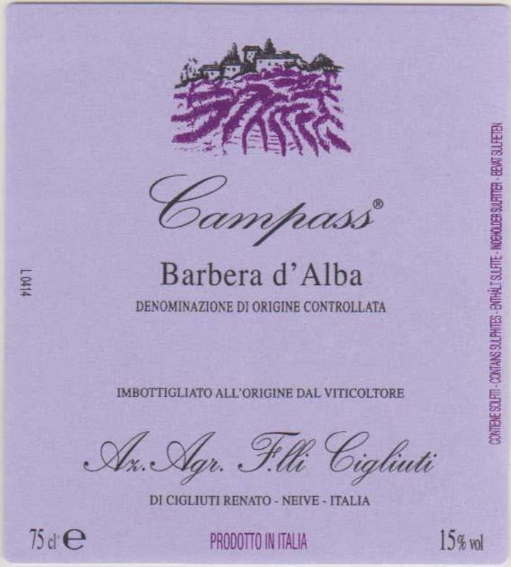 Cigliuti Campass Barbera d'Alba 2013 Front Label