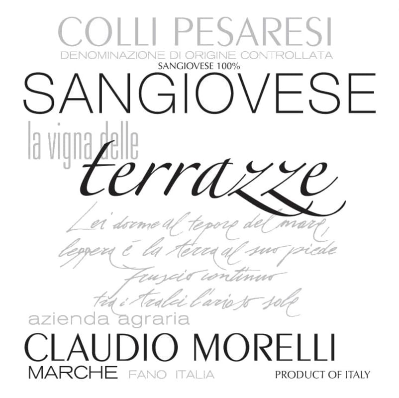 Claudio Morelli Colli Pesaresi La Vigna delle Terrazze Sangiovese 2013 Front Label