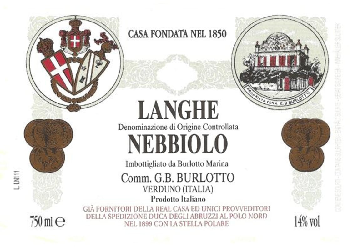 G.B. Burlotto Langhe Nebbiolo 2011 Front Label