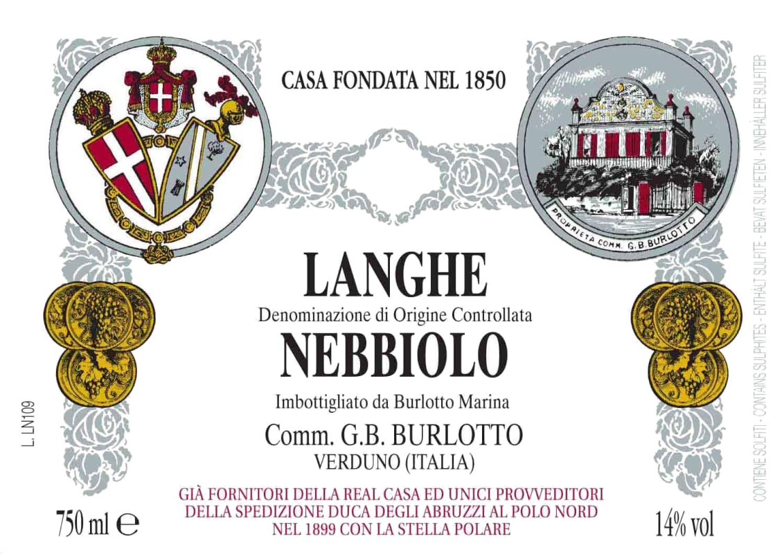 G.B. Burlotto Langhe Nebbiolo 2009 Front Label