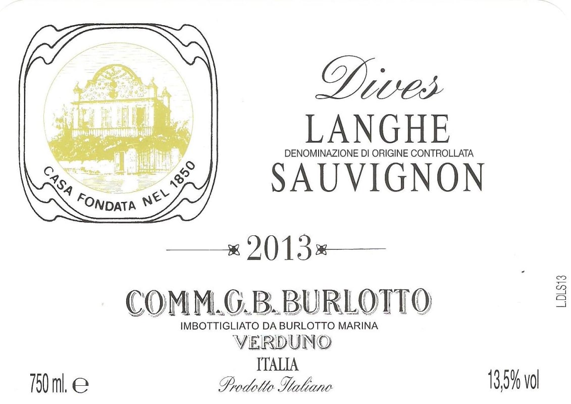 G.B. Burlotto Dives Bianco 2013 Front Label