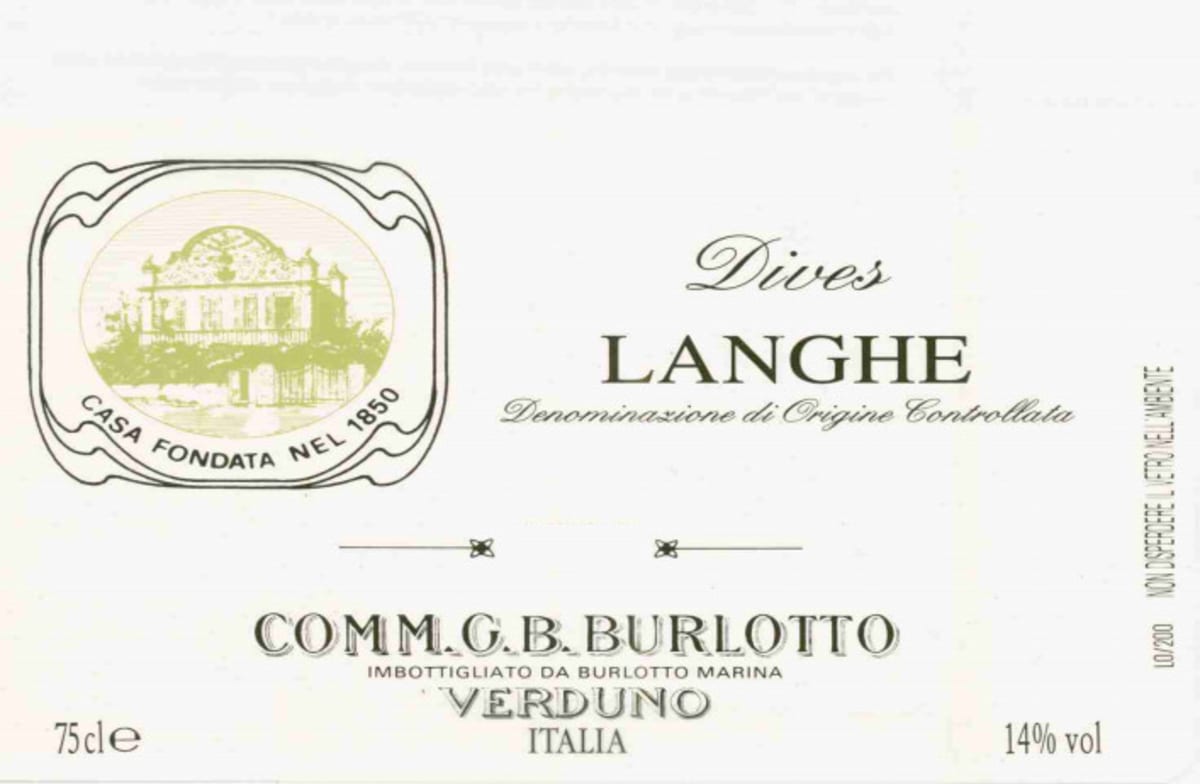 G.B. Burlotto Dives Bianco 2000 Front Label