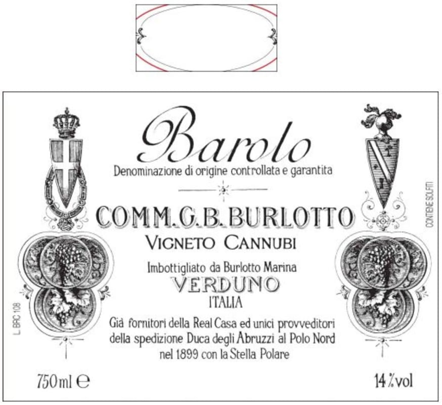 G.B. Burlotto Barolo Vigneto Cannubi 2012 Front Label