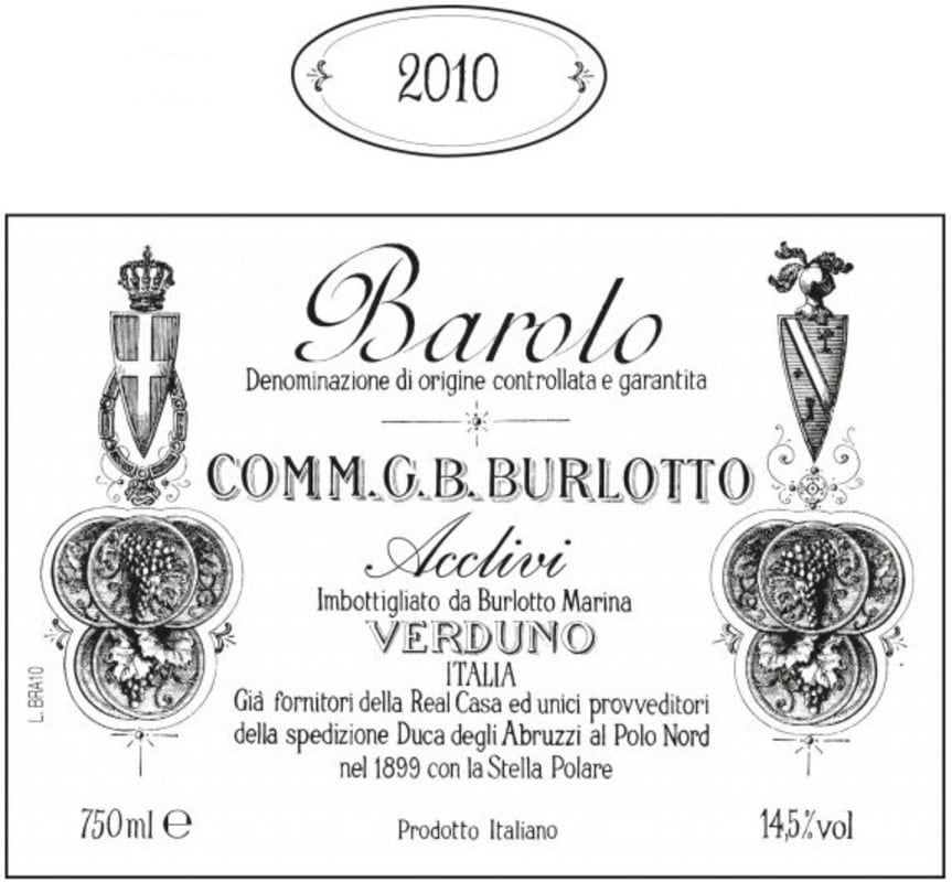G.B. Burlotto Barolo Acclivi 2010 Front Label