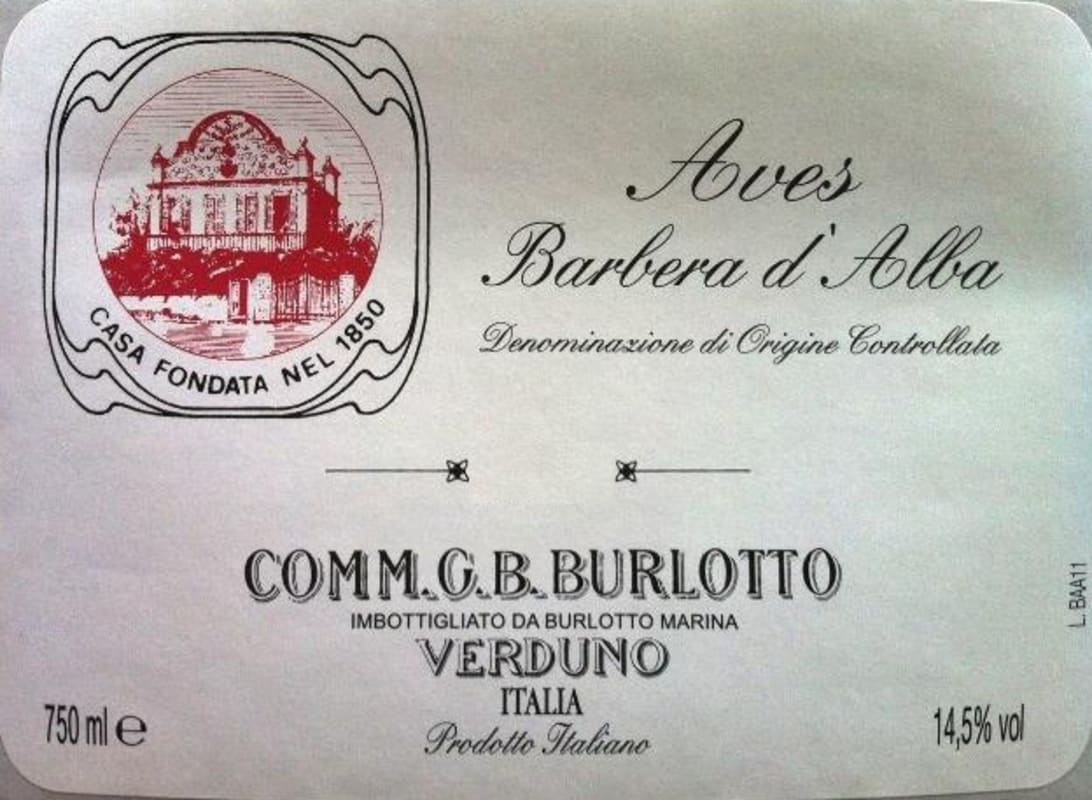 G.B. Burlotto Aves Barbera d'Alba 2012 Front Label