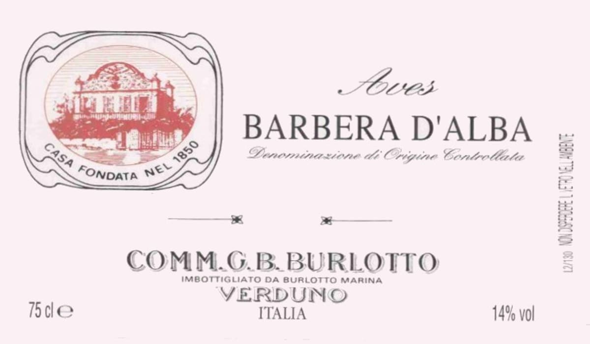 G.B. Burlotto Aves Barbera d'Alba 2003 Front Label