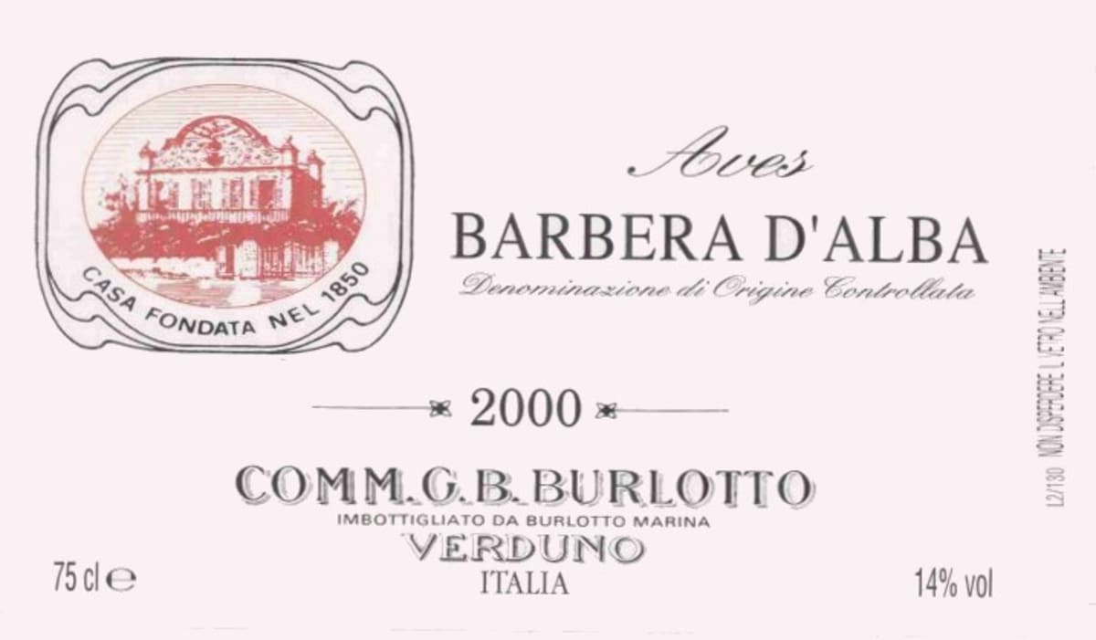 G.B. Burlotto Aves Barbera d'Alba 2000 Front Label