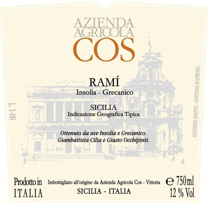 COS Rami Bianco Orange Wine 2014 Front Label