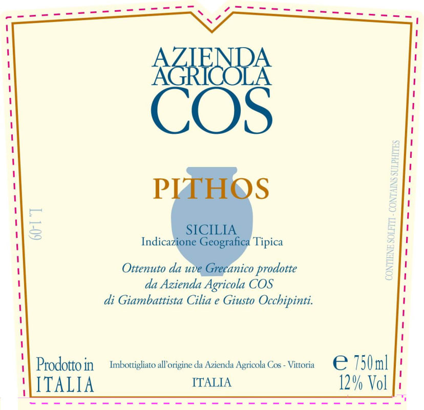 COS Pithos Bianco Orange Wine 2012 Front Label