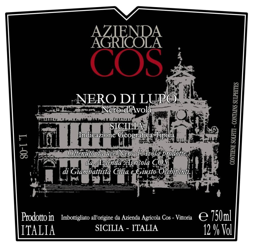 COS Nero di Lupo Nero d'Avola 2009 Front Label
