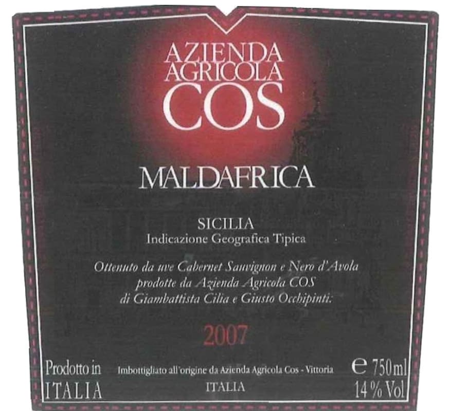 COS Sicilia Maldafrica 2007 Front Label