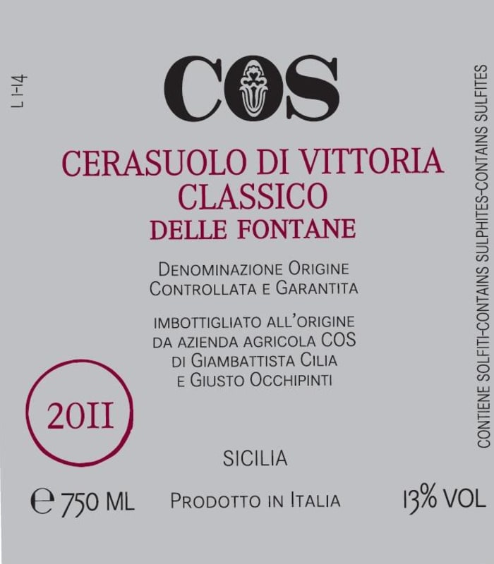 COS delle Fontane Cerasuolo di Vittoria 2011 Front Label