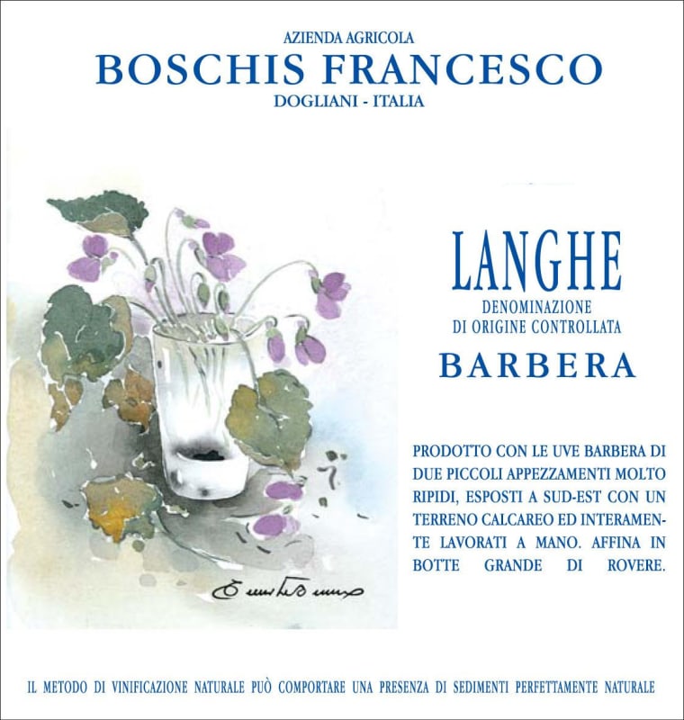 Francesco Boschis Langhe Barbera 2013 Front Label