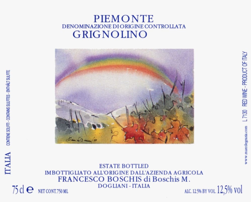 Francesco Boschis Piemonte Grignolino 2009 Front Label