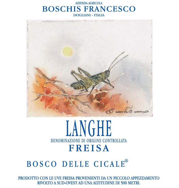 Francesco Boschis Langhe Bosco delle Cicale Freisa 2014 Front Label
