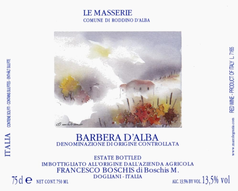 Francesco Boschis Le Masserie Barbera d'Alba 2011 Front Label