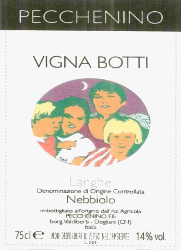 Pecchenino Langhe Vigna Botti Nebbiolo 2014 Front Label