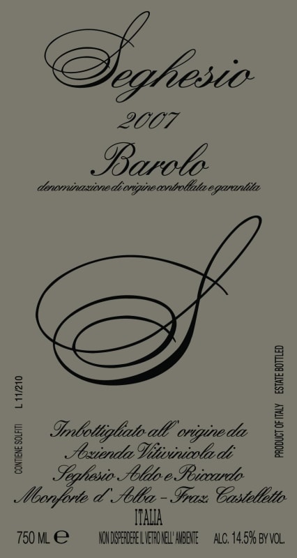 Fratelli Seghesio Barolo 2007 Front Label