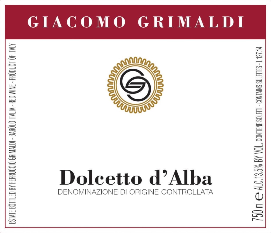 Giacomo Grimaldi Dolcetto d'Alba 2014 Front Label